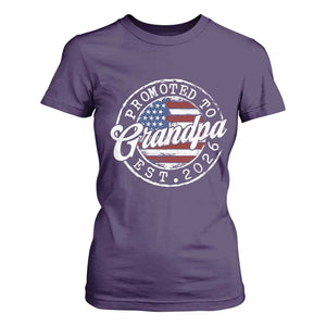 Promoted to Grandpa 2026 T Shirt For Women New Grandfather US Flag Fathers Day TS11 Purple Print Your Wear