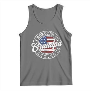 Promoted to Grandpa 2026 Tank Top New Grandfather US Flag Fathers Day TS11 Black Heather Print Your Wear