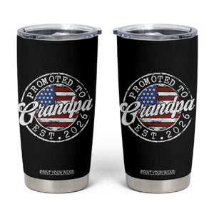 Promoted to Grandpa 2026 Tumbler Cup New Grandfather US Flag Fathers Day TS11 Black Print Your Wear