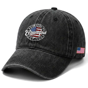 Promoted to Grandpa 2026 Washed Cotton Baseball Cap New Grandfather US Flag Fathers Day TS11 Print Your Wear
