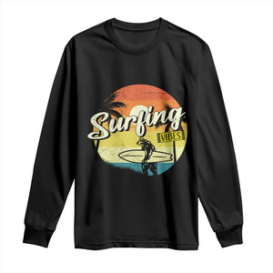 Surfing Lover Long Sleeve Shirt Surfing Vibes Retro Vintage Summer Vacation TS11 Black Print Your Wear