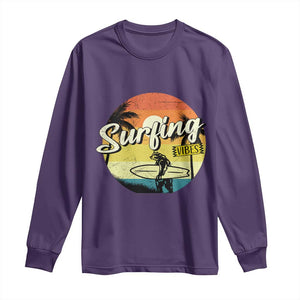 Surfing Lover Long Sleeve Shirt Surfing Vibes Retro Vintage Summer Vacation TS11 Purple Print Your Wear