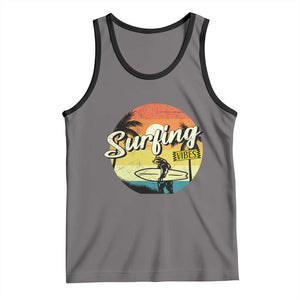 Surfing Lover Tank Top Surfing Vibes Retro Vintage Summer Vacation TS11 Deep Heather Black Print Your Wear