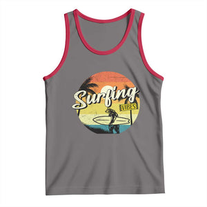 Surfing Lover Tank Top Surfing Vibes Retro Vintage Summer Vacation TS11 Deep Heather Red Print Your Wear