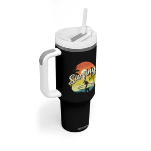 Surfing Lover Tumbler With Handle Surfing Vibes Retro Vintage Summer Vacation TS11 Print Your Wear