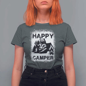 Camping Lover T Shirt For Women Happy Camper Funny Bear Campfire Beer TS11 Dark Heather Print Your Wear