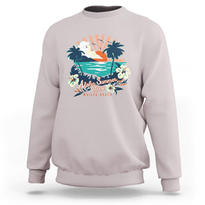 Summer Beach Sweatshirt Vintage Aloha Summer 2024 Wailea Hibiscus Flower TS11 Ice Gray Print Your Wear