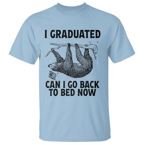 Graduation T Shirt I Graduated Can I Go Back To Bed Now Cute Sloth TS11 Light Blue Print Your Wear