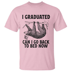 Graduation T Shirt I Graduated Can I Go Back To Bed Now Cute Sloth TS11 Light Pink Print Your Wear
