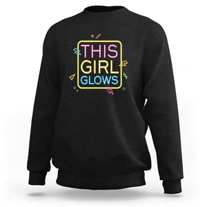 This Girl Glows Sweatshirt Neon Women Party Night TS11 Black Print Your Wear
