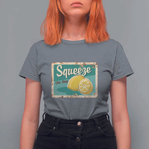 Funny Quote T Shirt For Women Squeeze The Day Vintage Lemon TS11 Charcoal Print Your Wear