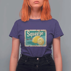 Funny Quote T Shirt For Women Squeeze The Day Vintage Lemon TS11 Purple Print Your Wear