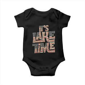 Funny It's Lake Time Baby Onesie Patriotic Boater American Flag USA 4th of July TS11 Black Print Your Wear