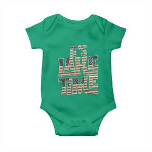 Funny It's Lake Time Baby Onesie Patriotic Boater American Flag USA 4th of July TS11 Irish Green Print Your Wear