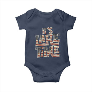 Funny It's Lake Time Baby Onesie Patriotic Boater American Flag USA 4th of July TS11 Navy Print Your Wear