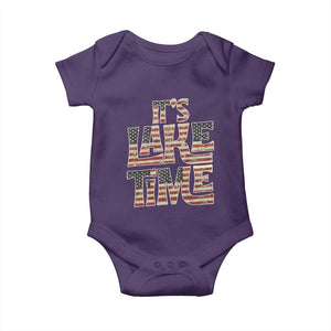 Funny It's Lake Time Baby Onesie Patriotic Boater American Flag USA 4th of July TS11 Purple Print Your Wear