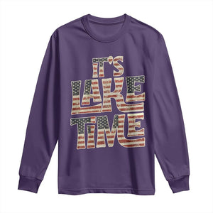 Funny It's Lake Time Long Sleeve Shirt Patriotic Boater American Flag USA 4th of July TS11 Purple Print Your Wear