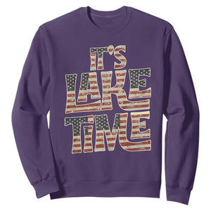 Funny It's Lake Time Sweatshirt Patriotic Boater American Flag USA 4th of July TS11 Purple Print Your Wear