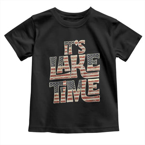 Funny It's Lake Time Toddler T Shirt Patriotic Boater American Flag USA 4th of July TS11 Black Print Your Wear