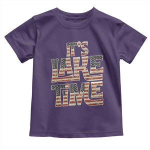 Funny It's Lake Time Toddler T Shirt Patriotic Boater American Flag USA 4th of July TS11 Purple Print Your Wear