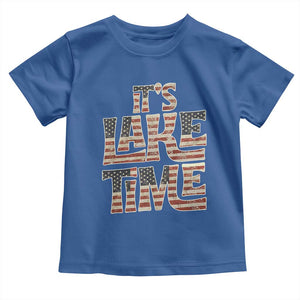 Funny It's Lake Time Toddler T Shirt Patriotic Boater American Flag USA 4th of July TS11 Royal Blue Print Your Wear