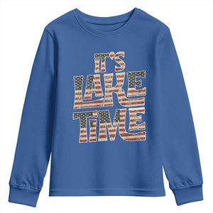 Funny It's Lake Time Youth Sweatshirt Patriotic Boater American Flag USA 4th of July TS11 Royal Blue Print Your Wear