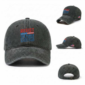 Funny Resist The Power Of The People Is Greater Than The People In Power Washed Cotton Baseball Cap TS11 Washed Cap Universal Fit Dark Green Print Your Wear