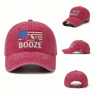 Funny Red White And Booze Washed Cotton Baseball Cap 4th Of July Beer American Flag TS11 Washed Cap Universal Fit Red Print Your Wear