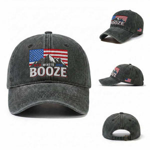 Funny Red White And Booze Washed Cotton Baseball Cap 4th Of July Beer American Flag TS11 Washed Cap Universal Fit Dark Green Print Your Wear