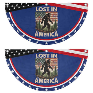 Funny 4th Of July Bigfoot Lost In America Patriotic Fan Flag Sasquatch US Flag Fireworks