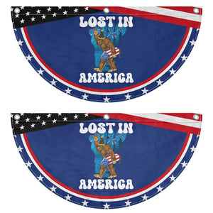 Funny 4th Of July Bigfoot Lost In America Patriotic Fan Flag Sasquatch Rocket Footprint Fireworks