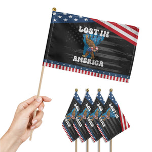 Funny 4th Of July Bigfoot Lost In America Patriotic Handheld Flag Sasquatch Rocket Footprint Fireworks TS11 Print Your Wear