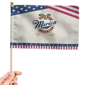 Funny Merica Since 1776 Patriotic Handheld Flag 4th of July Beer Lover Eagle TS11 Modern 8.2" × 5.5" Beige Blue Print Your Wear