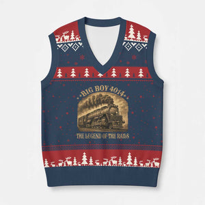 Steam Locomotive Legend of The Rails Train V-Neck Knit Sweater Vest