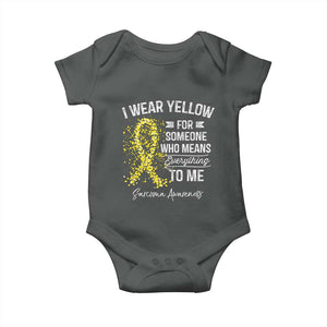 Sarcoma Awareness Baby Onesie I Wear Yellow For Someone Who Means Everything To Me TS11 Dark Heather Print Your Wear