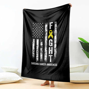 Fight Sarcoma Cancer Awareness Throw Blanket Yellow Ribbon Vintage American Flag TS11 Print Your Wear