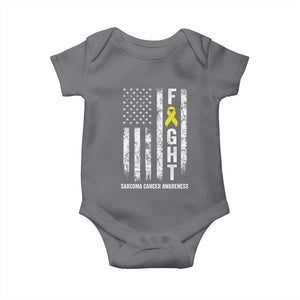 Fight Sarcoma Cancer Awareness Baby Onesie Yellow Ribbon Vintage American Flag TS11 Charcoal Print Your Wear