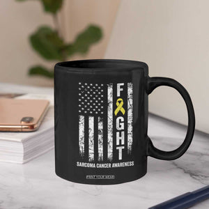 Fight Sarcoma Cancer Awareness Coffee Mug Yellow Ribbon Vintage American Flag TS11 Print Your Wear