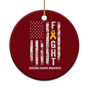 Fight Sarcoma Cancer Awareness Ceramic Ornament Yellow Ribbon Vintage American Flag TS11 1pc Red Print Your Wear
