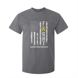 Fight Sarcoma Cancer Awareness T Shirt For Kid Yellow Ribbon Vintage American Flag TS11 Charcoal Print Your Wear