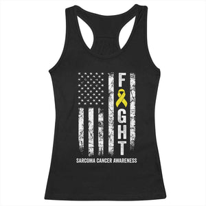 Fight Sarcoma Cancer Awareness Racerback Tank Top Yellow Ribbon Vintage American Flag TS11 Black Print Your Wear