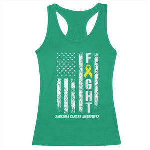 Fight Sarcoma Cancer Awareness Racerback Tank Top Yellow Ribbon Vintage American Flag TS11 Irish Green Print Your Wear