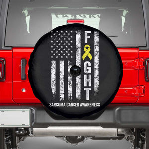 Fight Sarcoma Cancer Awareness Spare Tire Cover Yellow Ribbon Vintage American Flag TS11 Black Print Your Wear