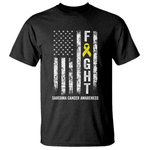 Fight Sarcoma Cancer Awareness T Shirt Yellow Ribbon Vintage American Flag TS11 Black Print Your Wear
