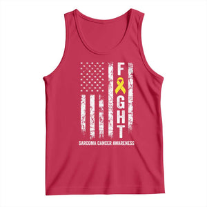 Fight Sarcoma Cancer Awareness Tank Top Yellow Ribbon Vintage American Flag TS11 Red Print Your Wear