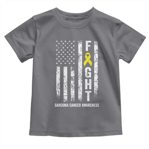 Fight Sarcoma Cancer Awareness Toddler T Shirt Yellow Ribbon Vintage American Flag TS11 Charcoal Print Your Wear