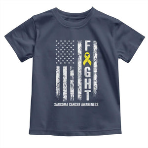 Fight Sarcoma Cancer Awareness Toddler T Shirt Yellow Ribbon Vintage American Flag TS11 Navy Print Your Wear