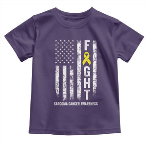 Fight Sarcoma Cancer Awareness Toddler T Shirt Yellow Ribbon Vintage American Flag TS11 Purple Print Your Wear