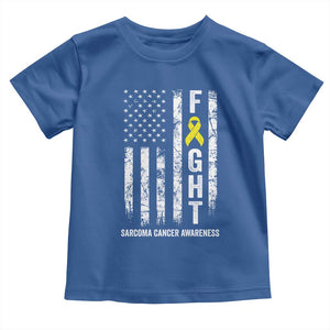 Fight Sarcoma Cancer Awareness Toddler T Shirt Yellow Ribbon Vintage American Flag TS11 Royal Blue Print Your Wear