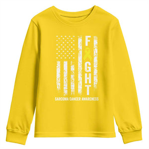 Fight Sarcoma Cancer Awareness Youth Sweatshirt Yellow Ribbon Vintage American Flag TS11 Daisy Print Your Wear